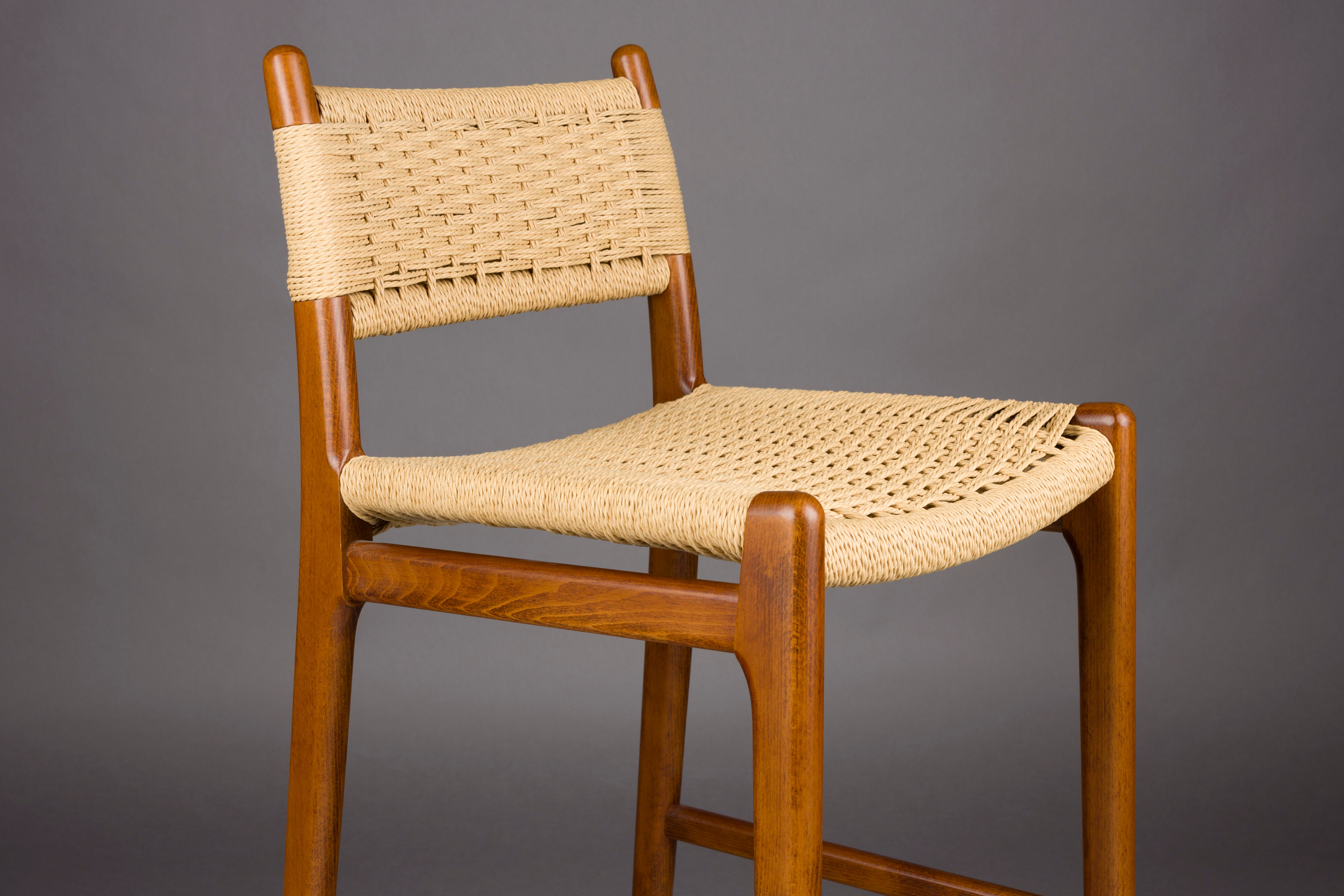 Dutchbone Cecile Walnut Brown Wood Counter Stool